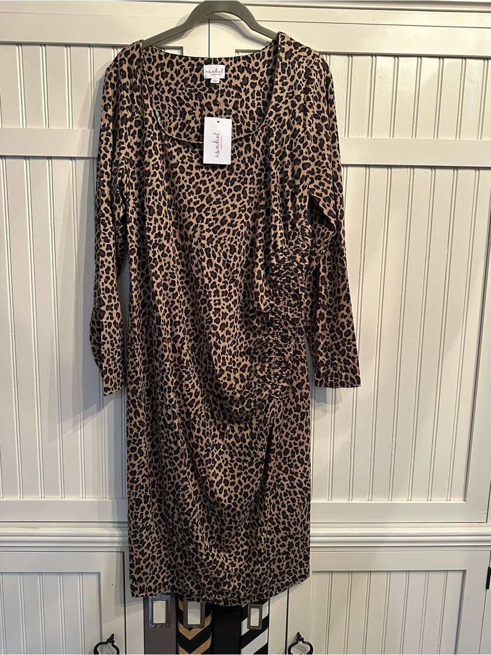 Ingrid & Isabel Leopard Print Long Sleeve Dress - Brown and Black Size L